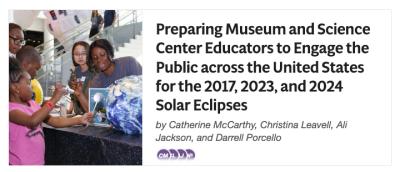 BAAS Journal article Preparing Museum and Science Center Educators to Engage the Public across the United States for the 2017 2023 and 2024 Solar Eclipses screenshot.