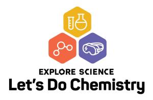 Let's Do Chemistry logo in full color featuring chemistry illustrations