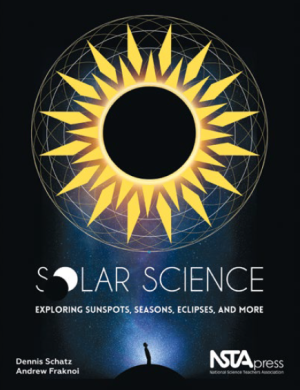 Cover of a Solar Science book featuring an artistic image of a solar eclipse