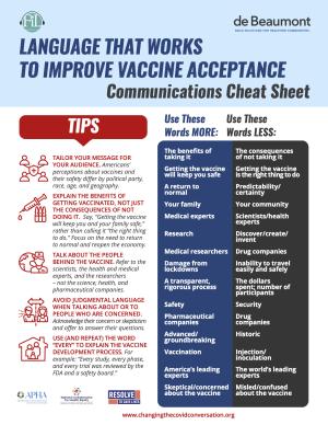 Language That Works to Improve Vaccine Acceptance infographic form the deBeaumont Foundaiton