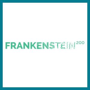 Frankenstein logo square with teal border