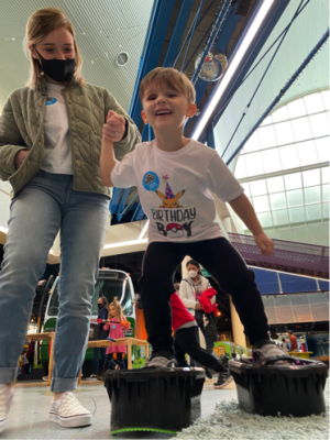 Pretend Moon walking activity at Webb Space Telescope Event - photo courtesy of Marbles Kids Museum