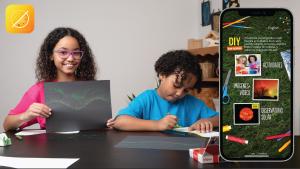 Screen shot of the DIY Sun Science app with Children using DIY Sun Science app activities