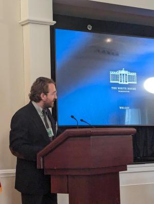 Max Cawley speaking at the White House 2024-08-14