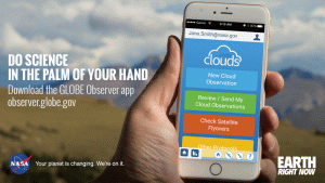 Advertisement featuring a hand holding a phone with a colorful app being displayed