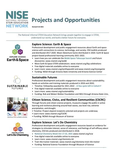 NISE Net opportunities fact sheet revised  9-22-21