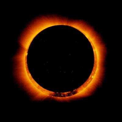 Photo of an annular solar eclipse taken by the solar optical telescope Hinode as the Moon came between it and the Sun. Credit: JAXA/NASA