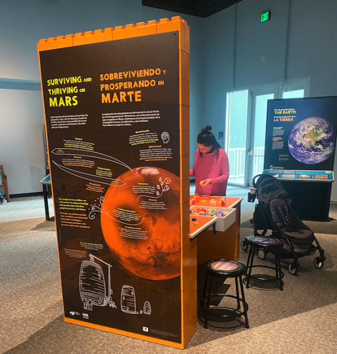 Build a Human Habitat on Mars Exhibit, View of the Intro Graphic on the Back of the Table