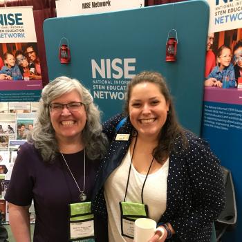 ACM 2019 NISE Net booth with Catherine and Sarah Grove