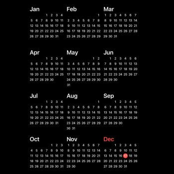 A black and white calendar