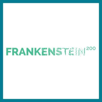 Frankenstein logo square with teal border