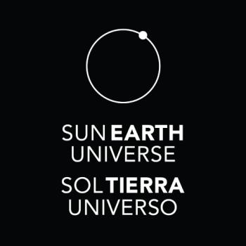square version of the Sun, Earth, Universe logo black