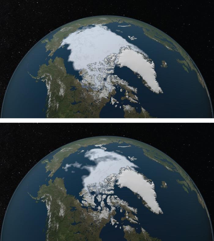 Polar ice over time on Earth