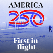 America250 First in Flight showing Wright Brothers' plane