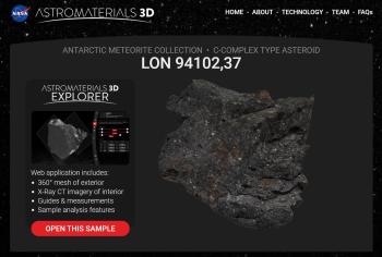 screenshot of the astromaterials meteorite viewer