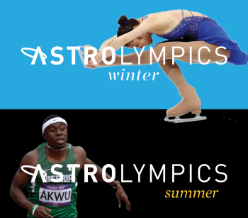 AstrOlympics Winter and Summer games showing an ice skater and a basketball player