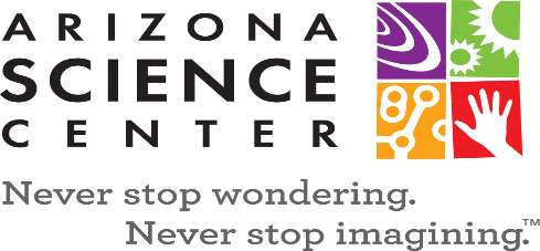 Arizona Science Center logo Never stop wondering never stop imagining