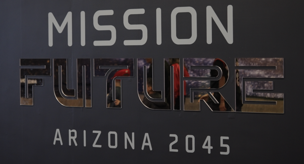 Mission Future exhibition entry sign