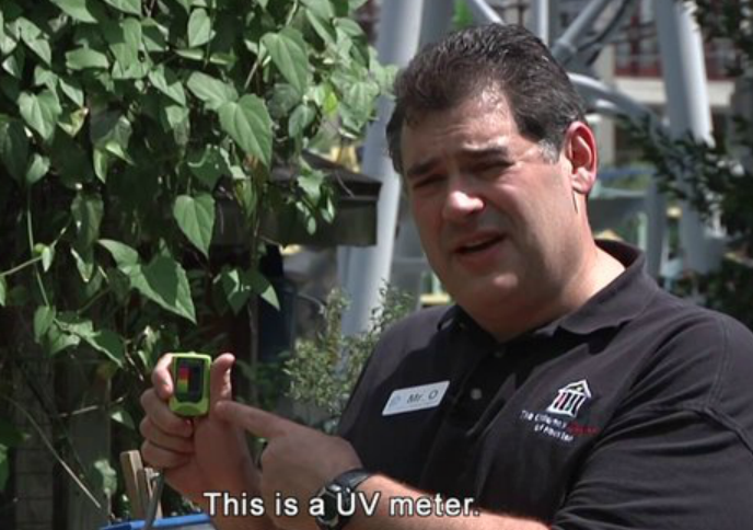 Presenter with a UV meter