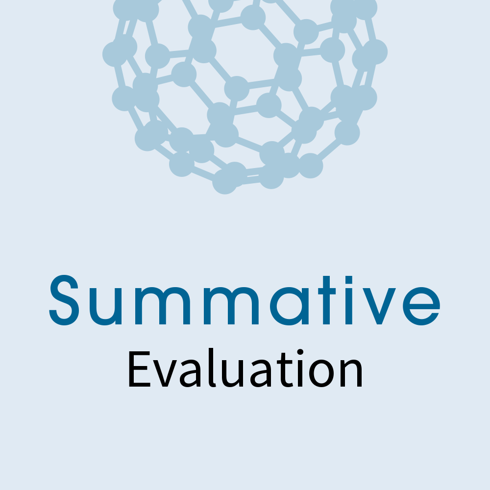 Summative Evaluation icon that incorporates a buckyball 