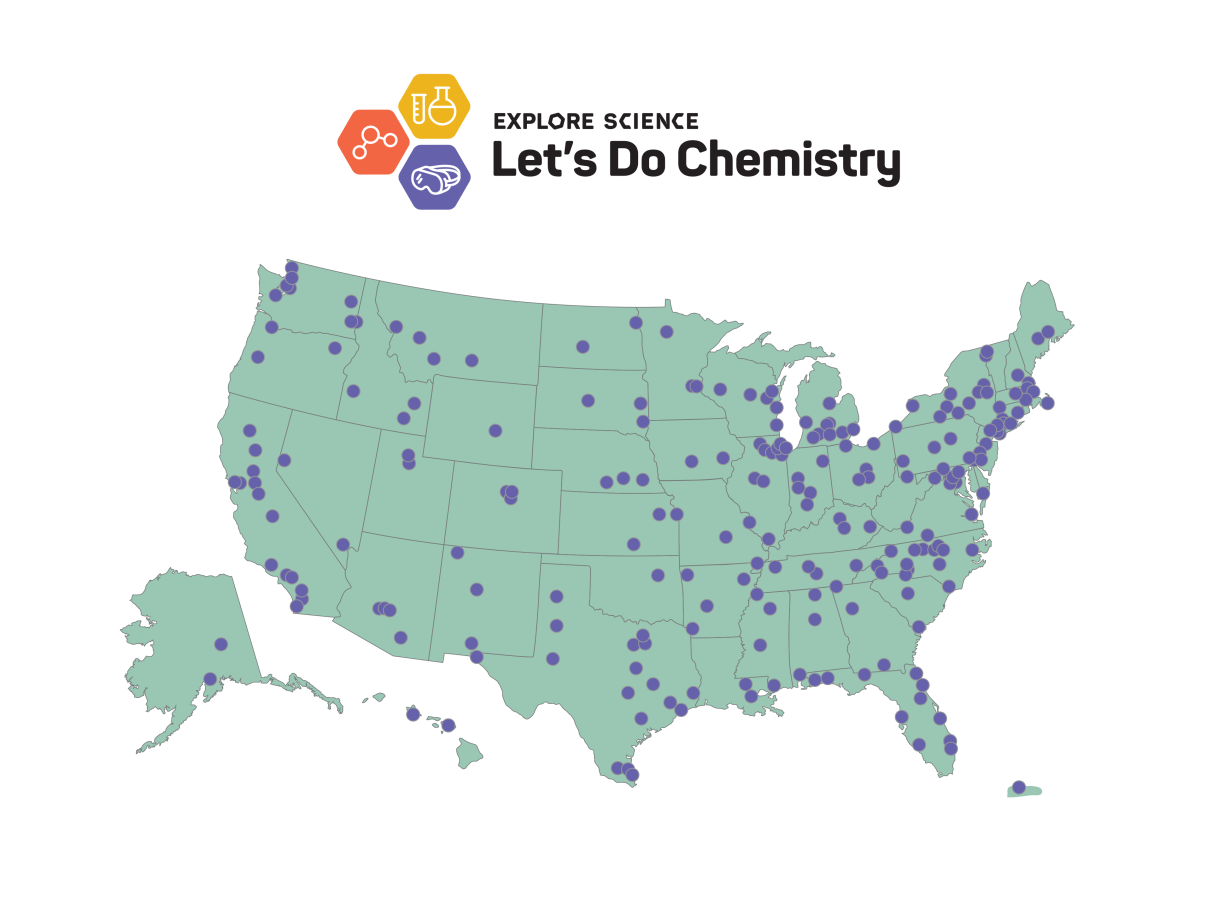 United States mapping showing distribution of Chemistry kits