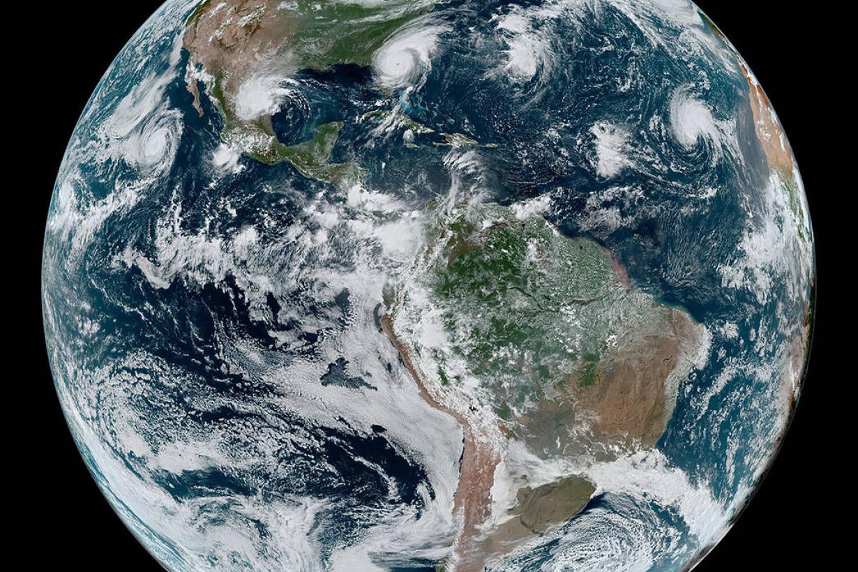 Earth western hemisphere courtesy NASA credit NASA Earth Observatory Joshua Stevens NOAA National Environmental Satellite Data and Information Service Caption Kathryn Hansen