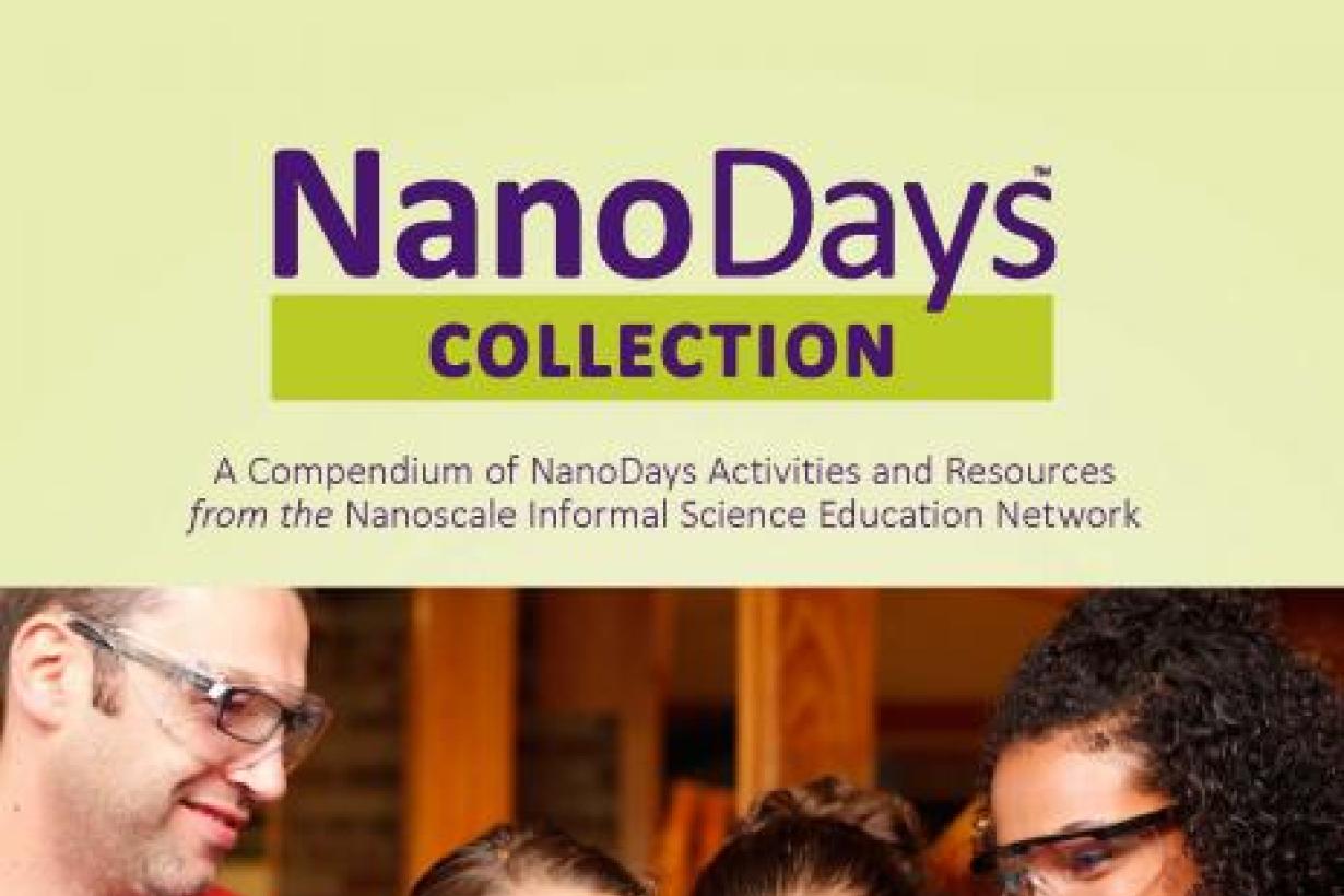 NanoDays Collection book cover featuring a family of learners observing materials