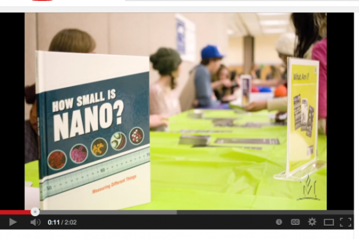 NanoDays 2012 at Montana State University YouTube Screen Shot showing How Small is Nano book on table of activities