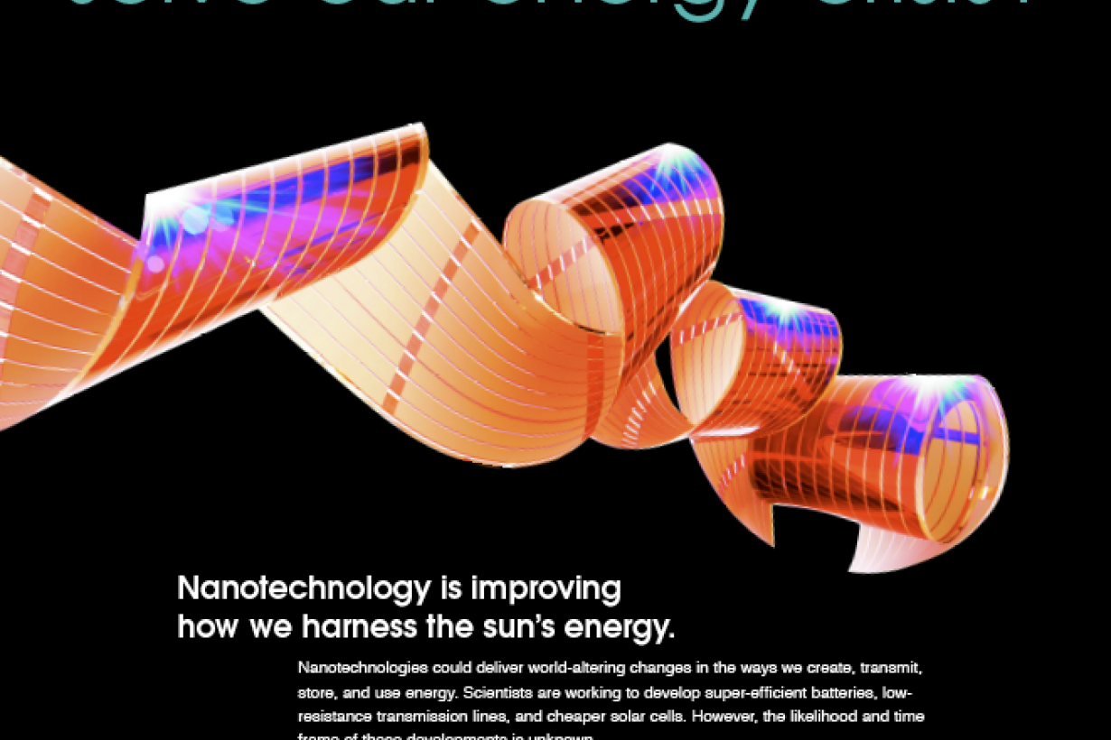Poster showing flexible solar cells in a ribbon