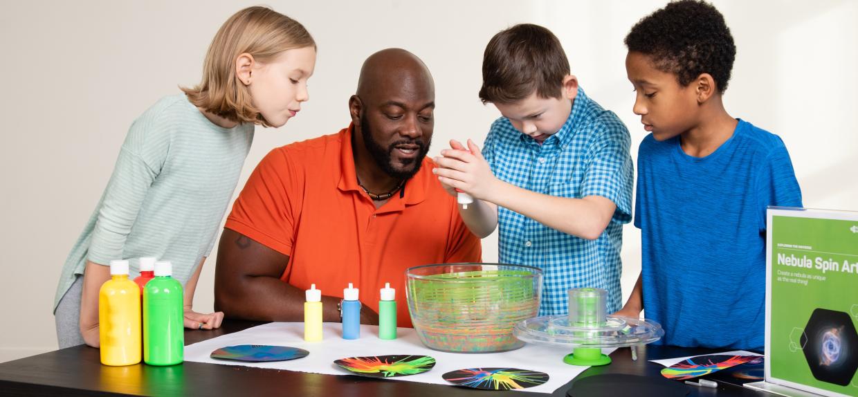 Nebula Spin Art Activity with family