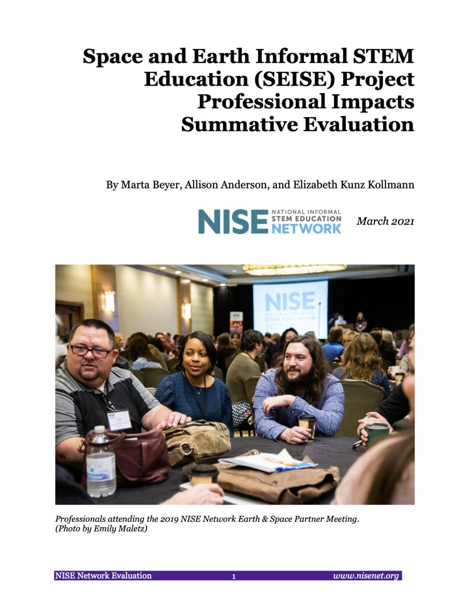 NISE Network SEISE Project Evaluation  Professional Impacts Summative Evaluation cover