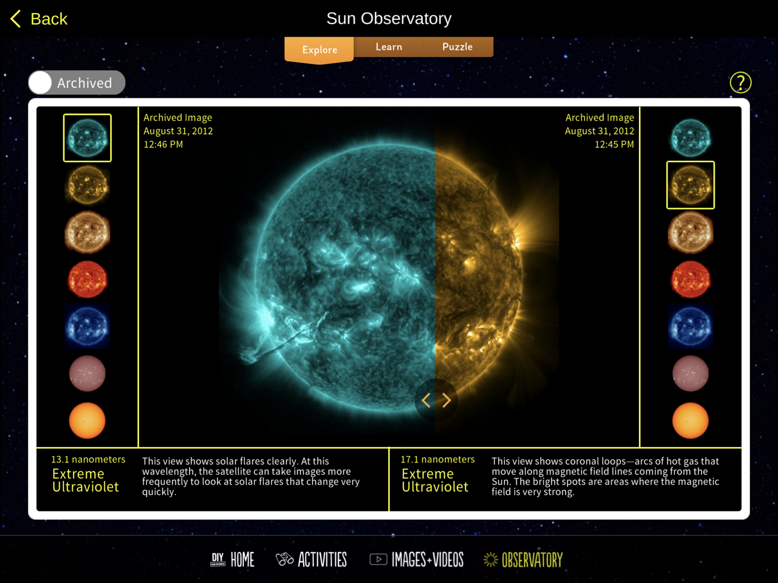 Sun observatory of the DIY Sun Science app