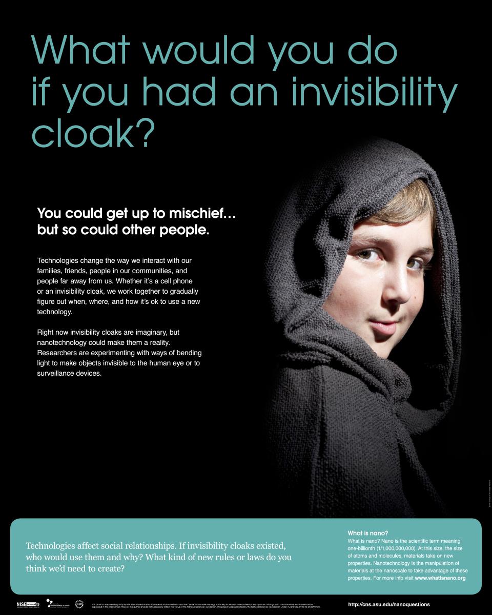 Nanotechnology and society poster  - What would you do if you had an invisibility cloak?