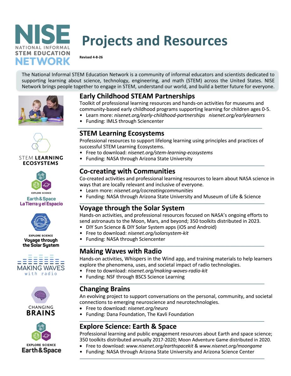 NISE Network projects and resources flyer 4-8-26