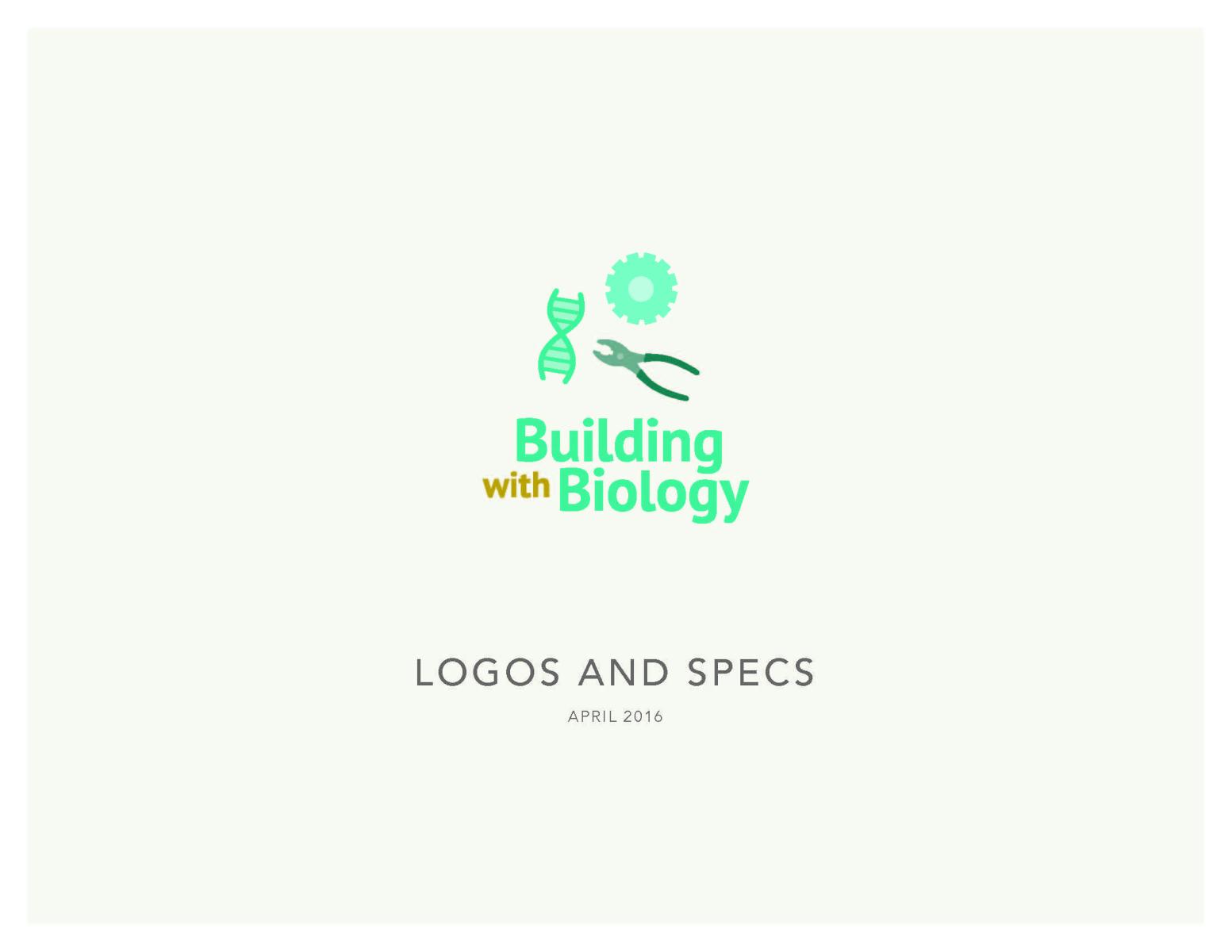 Building with Biology logo and specifications cover sheet