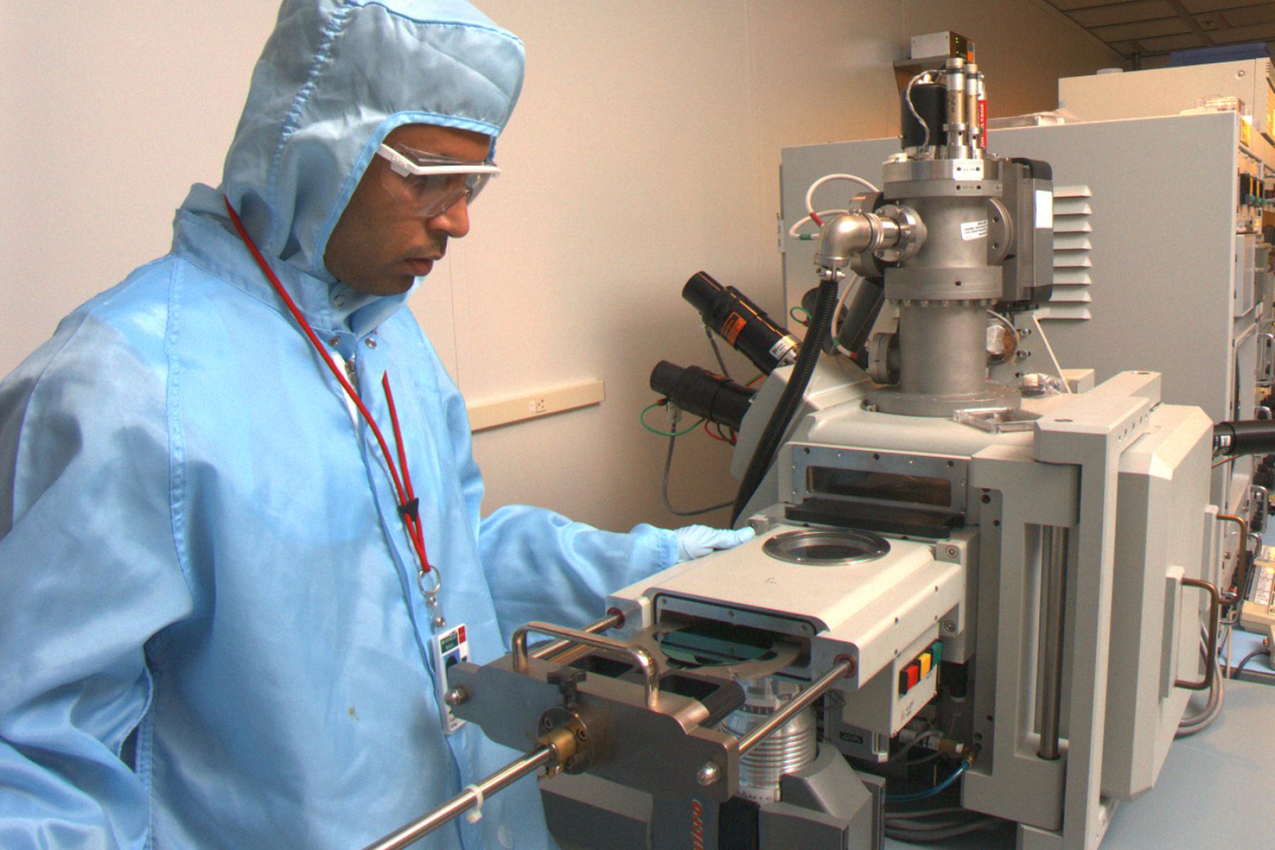 Photograph of scientist working in the Cornell NanoScale Science & Technology Facility. DOWNLOAD ALL FILES