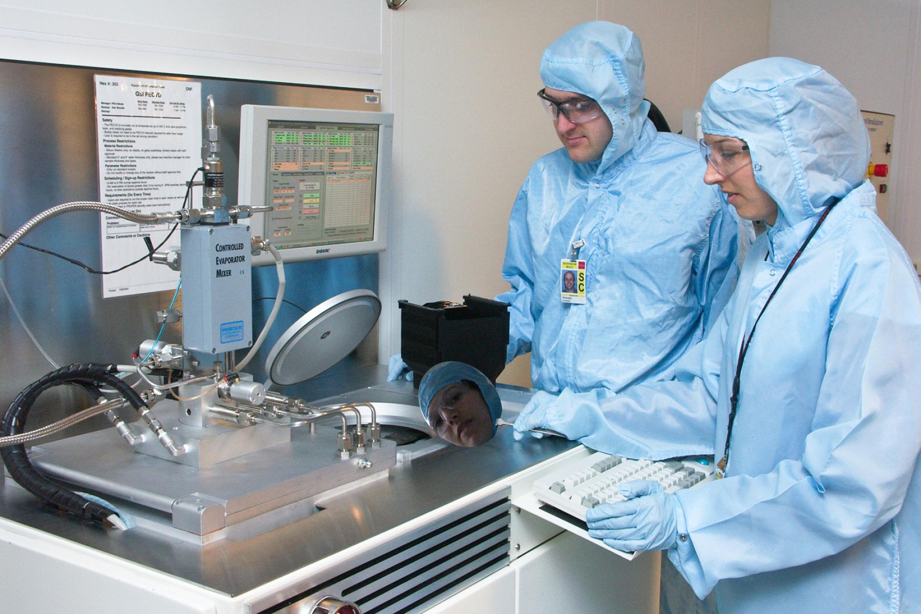 Scientists working in the Cornell NanoScale Science & Technology Facility