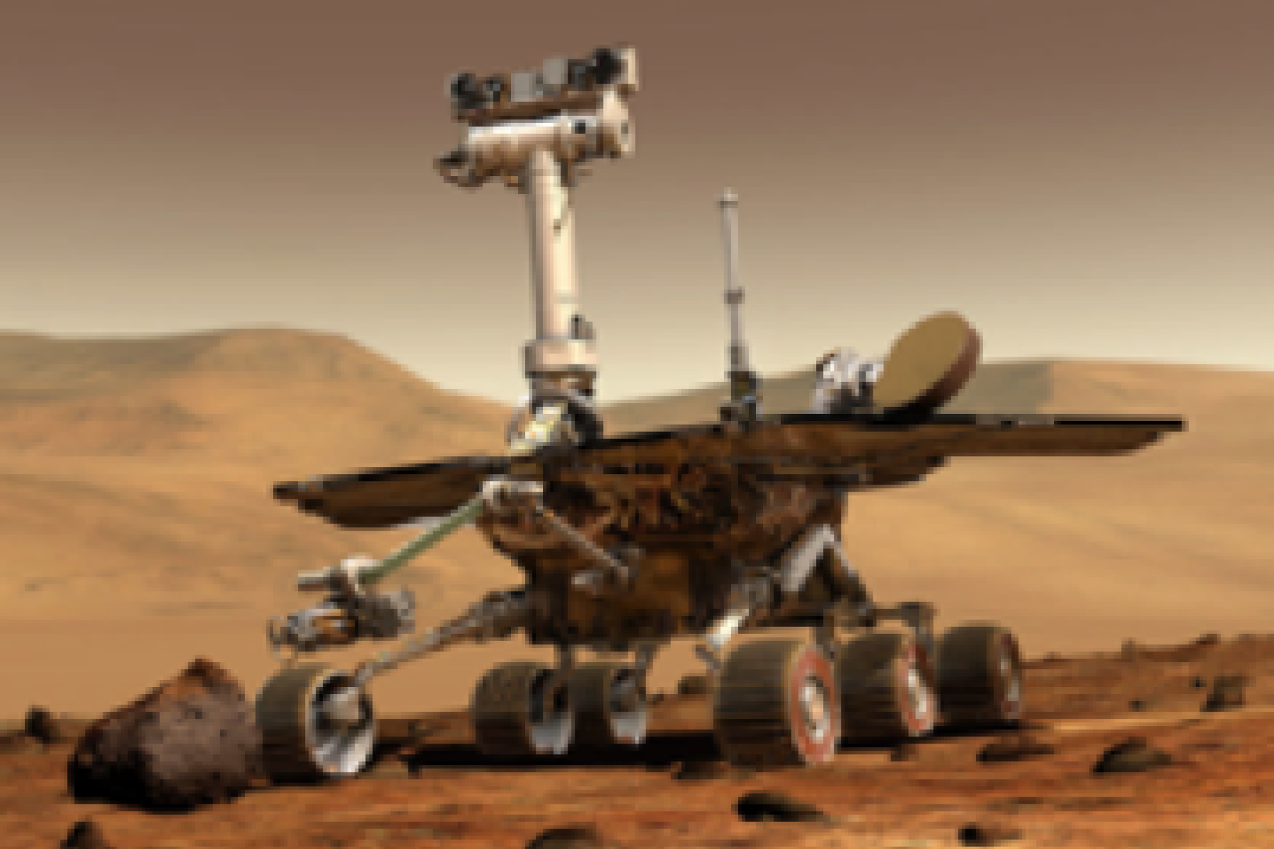 Artistic rendering of a rover on Mars