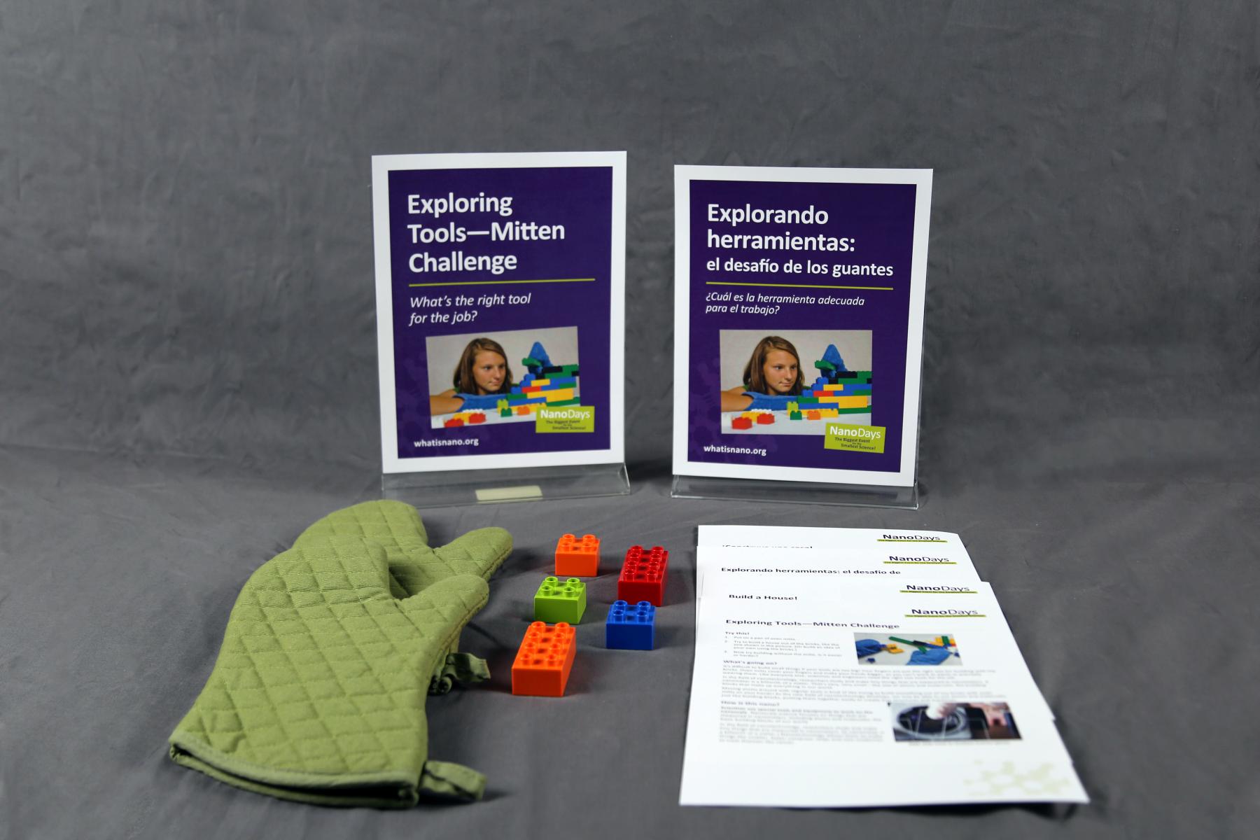 Mitten Challenge  activity components including signs, activity materials and guides.