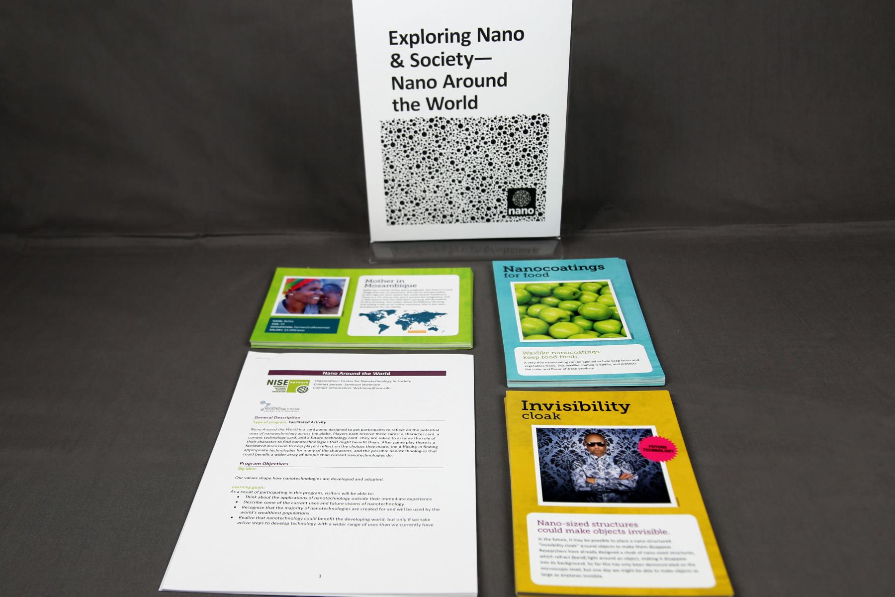 Nano Around The World  activity components including signs, activity materials and guides.